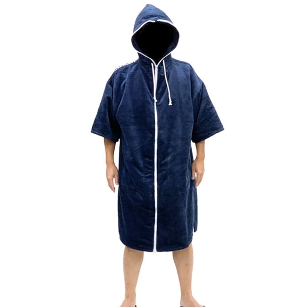 フード付きストライプ　着替え用ポンチョ OLAIAN (オライオン) ビーチ プール ポンチョ 着替えタオル